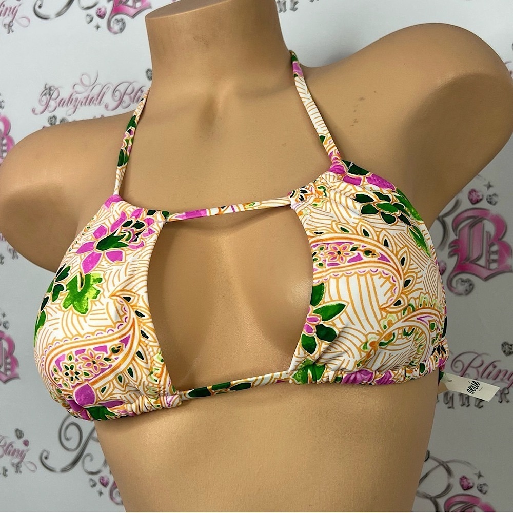 Aerie bikini top cut out front sexy boho new Multicolor Cutout Bikini Top